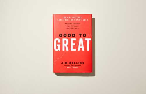 Red book cover of 'Good to Great' by Jim Collins with white text on neutral background.