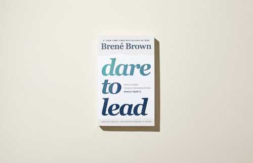 Book cover of 'Dare to Lead' by Brené Brown with blue typography on white background.