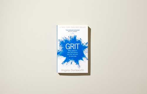 Cover of 'Grit' by Angela Duckworth featuring blue splash design and white text.