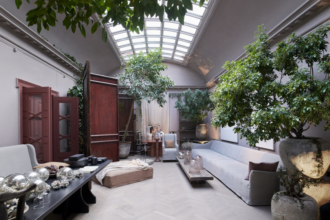 Oliver Gustav Studio interior design space with Christmas decorations and room scents display