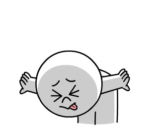 Moon, an androgynous Line Friends character with a distressed expression and raised arms.