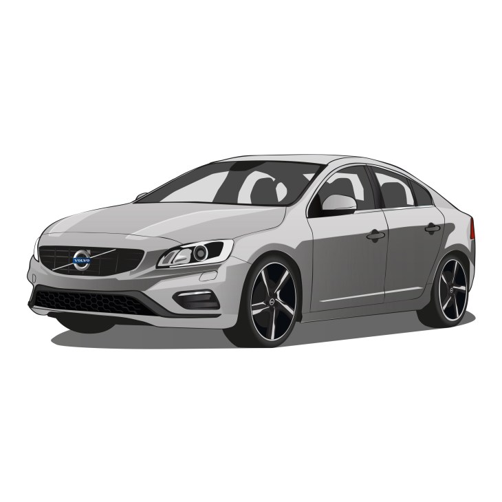 Silver Volvo S60 sedan illustration