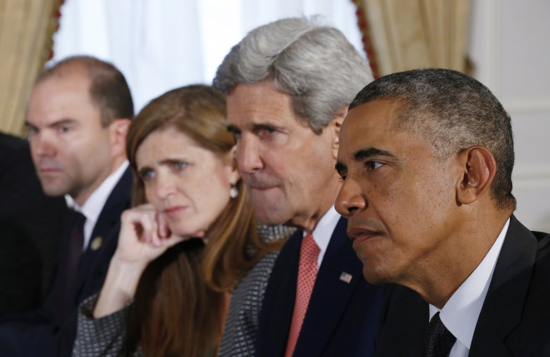 Obama administration officials including John Kerry and Samantha Power at the White House.