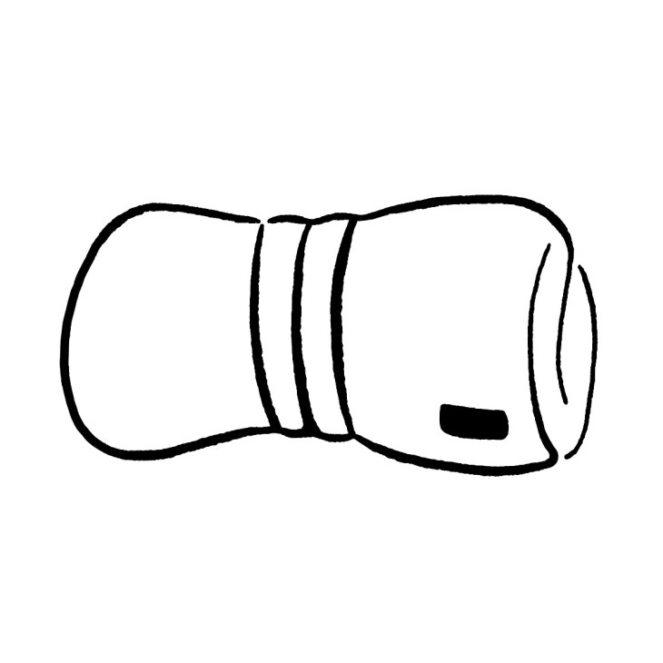 Line drawing of a slip-on shoe with elastic panels on the sides.