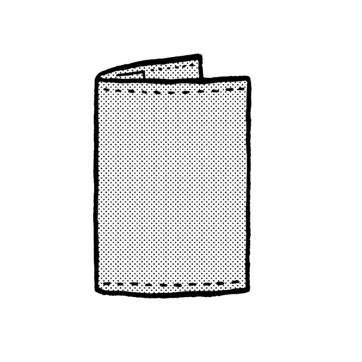Illustration of a natural tanned calf-leather travel document holder from Palmgrens.