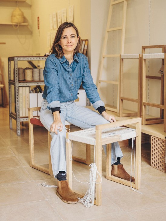 Anna Lena Kortmann working in her studio