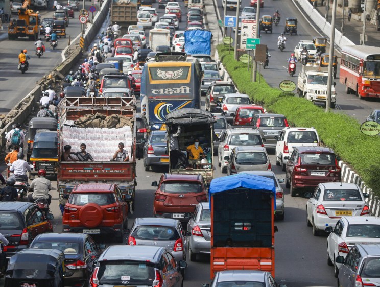 traffic on a very busy street