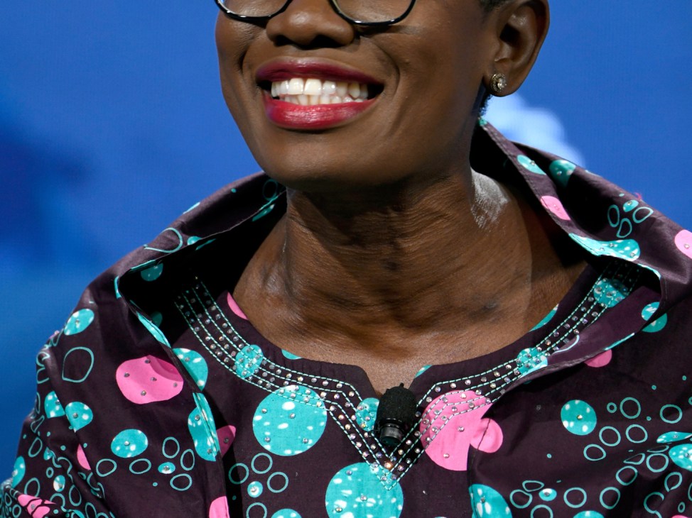 Yvonne Aki-Sawyerr speaking at climate conference
