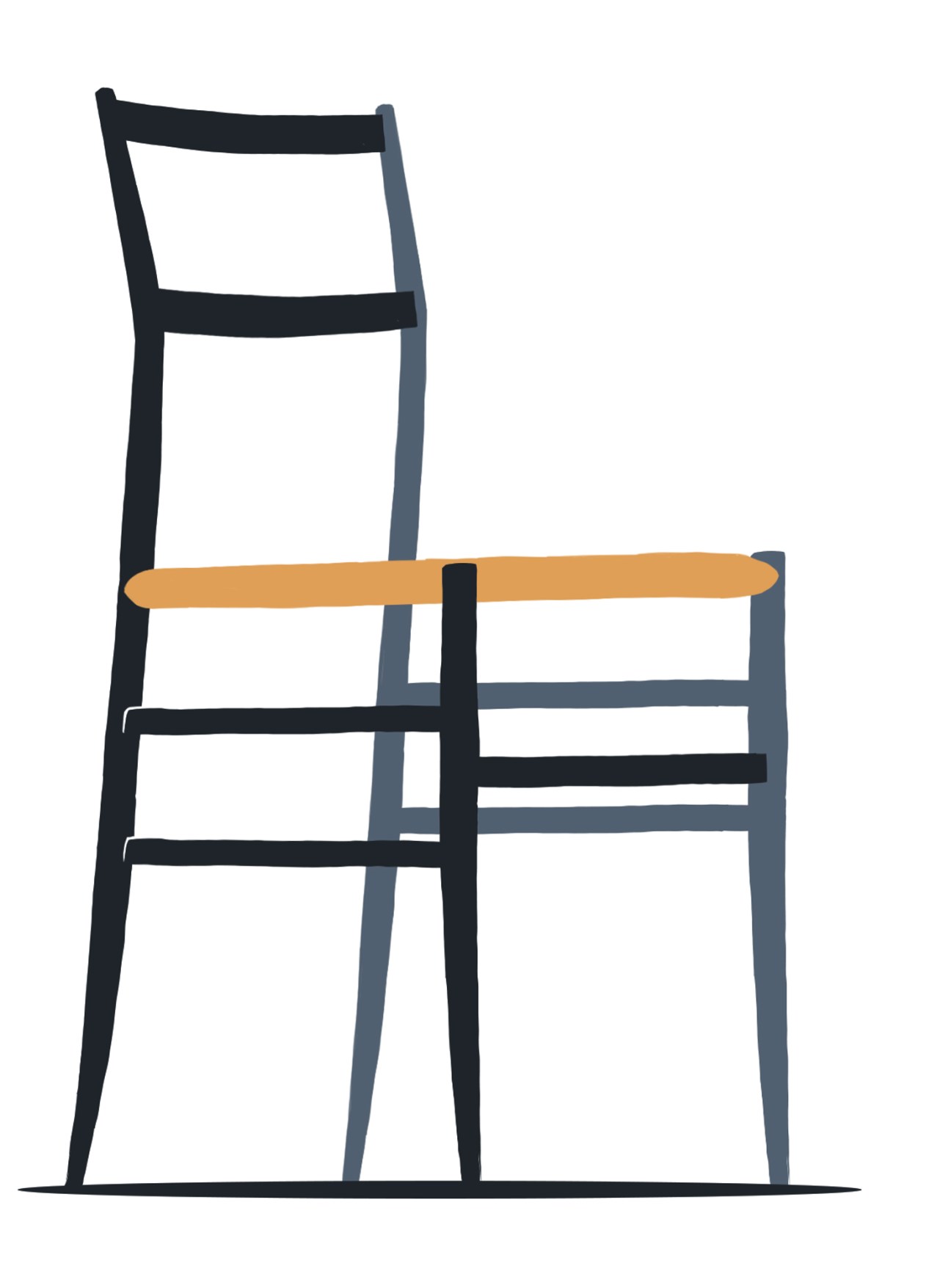 Superleggera chair with black frame and woven rush seat