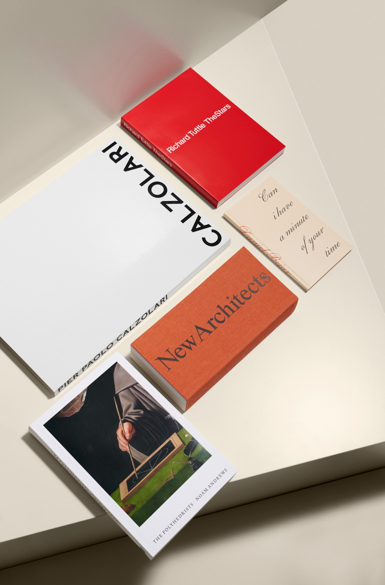 Collection of books and publications designed by Studio Mathias Clottu showing elegant typography and editorial design