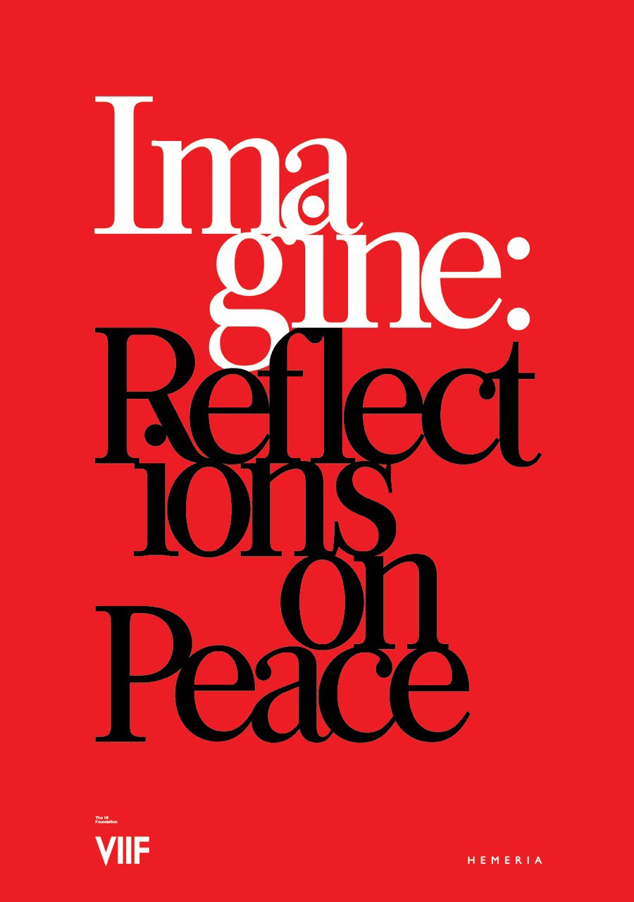 Book cover for Imagine: Reflections on Peace by The VII Foundation featuring photography and typography
