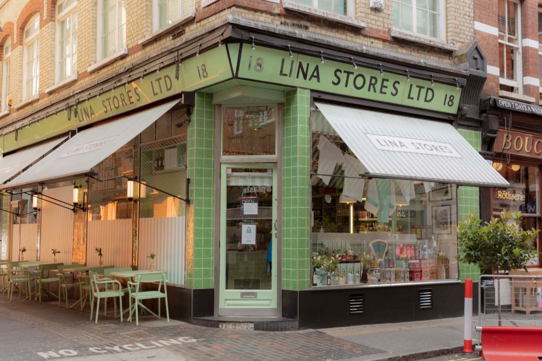 Classic interior of Lina Stores Deli showing traditional Italian deli counter and shelving