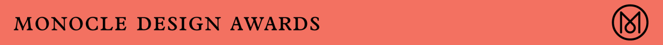 Monocle Design Awards banner with geometric patterns and red background