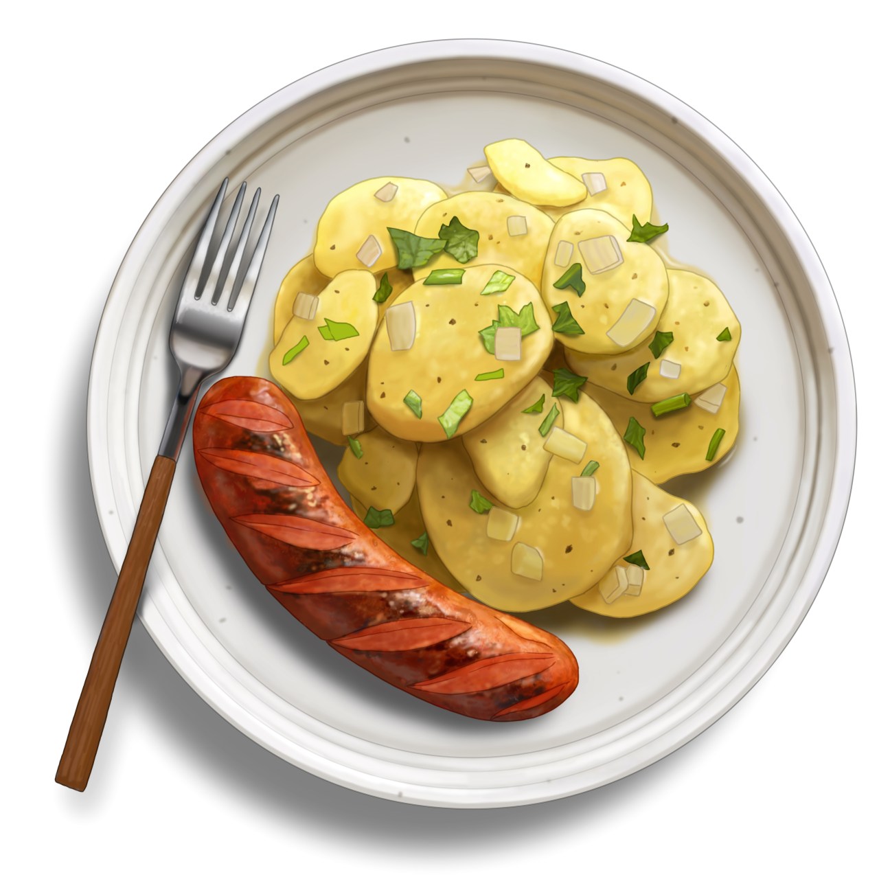 Viennese sausage and potato salad dish