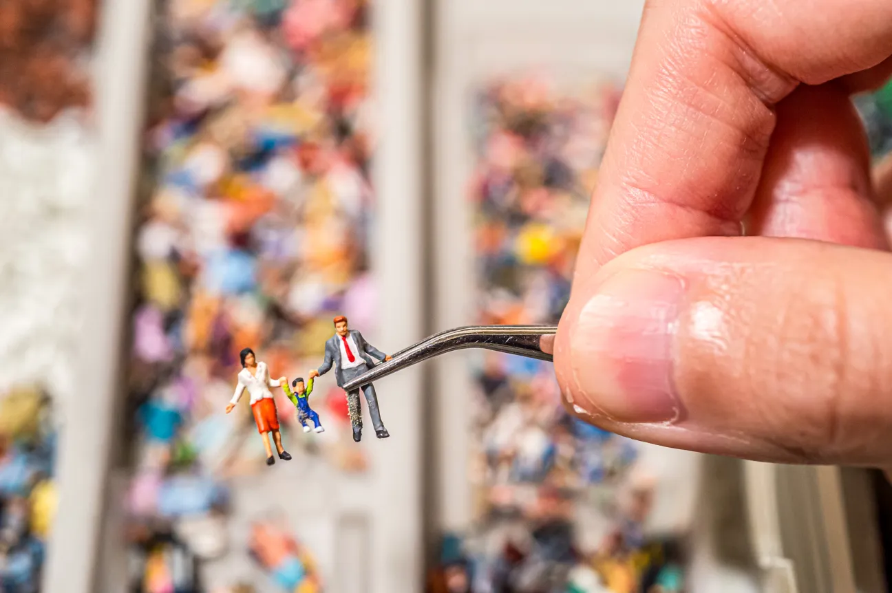 Tiny figures in a creative diorama