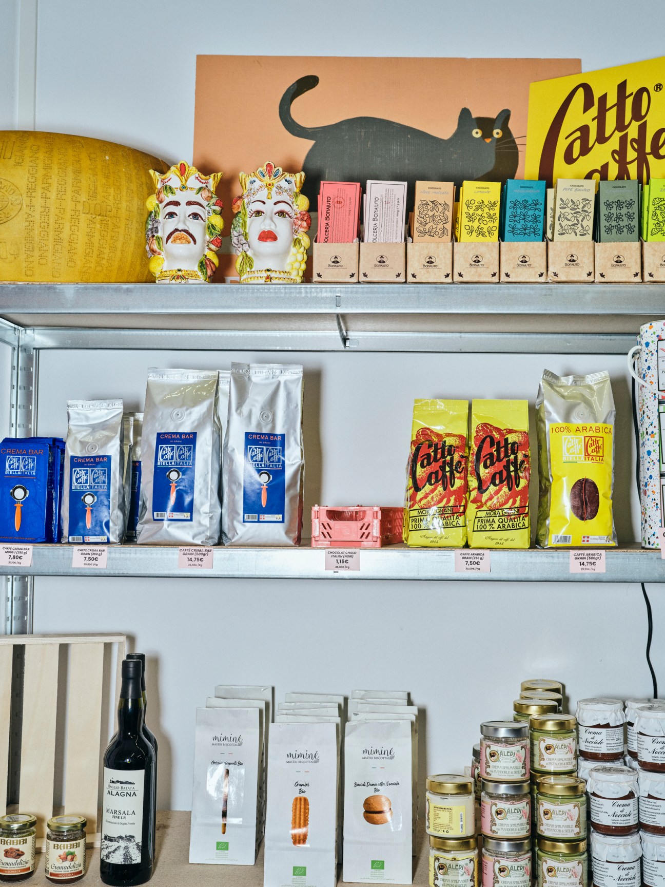 Colorful and playful product packaging at Quanto Basta Italian specialty food shop
