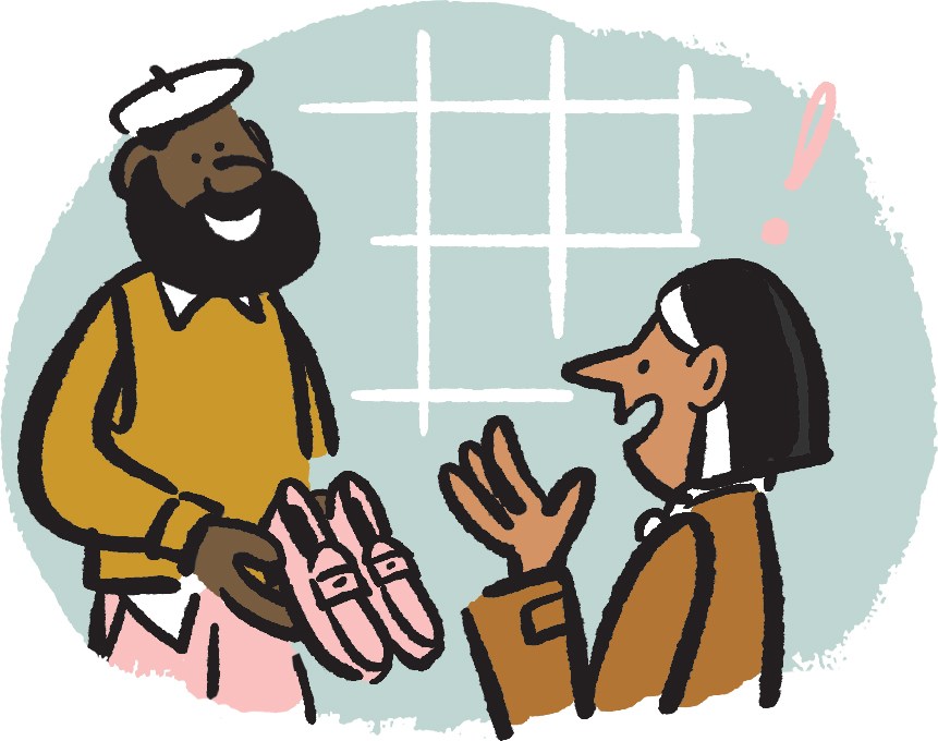 Illustration depicting customer service and retail interactions