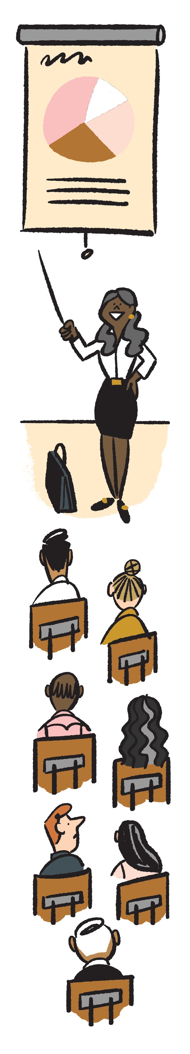 Illustration showing business presentation and pitch concepts