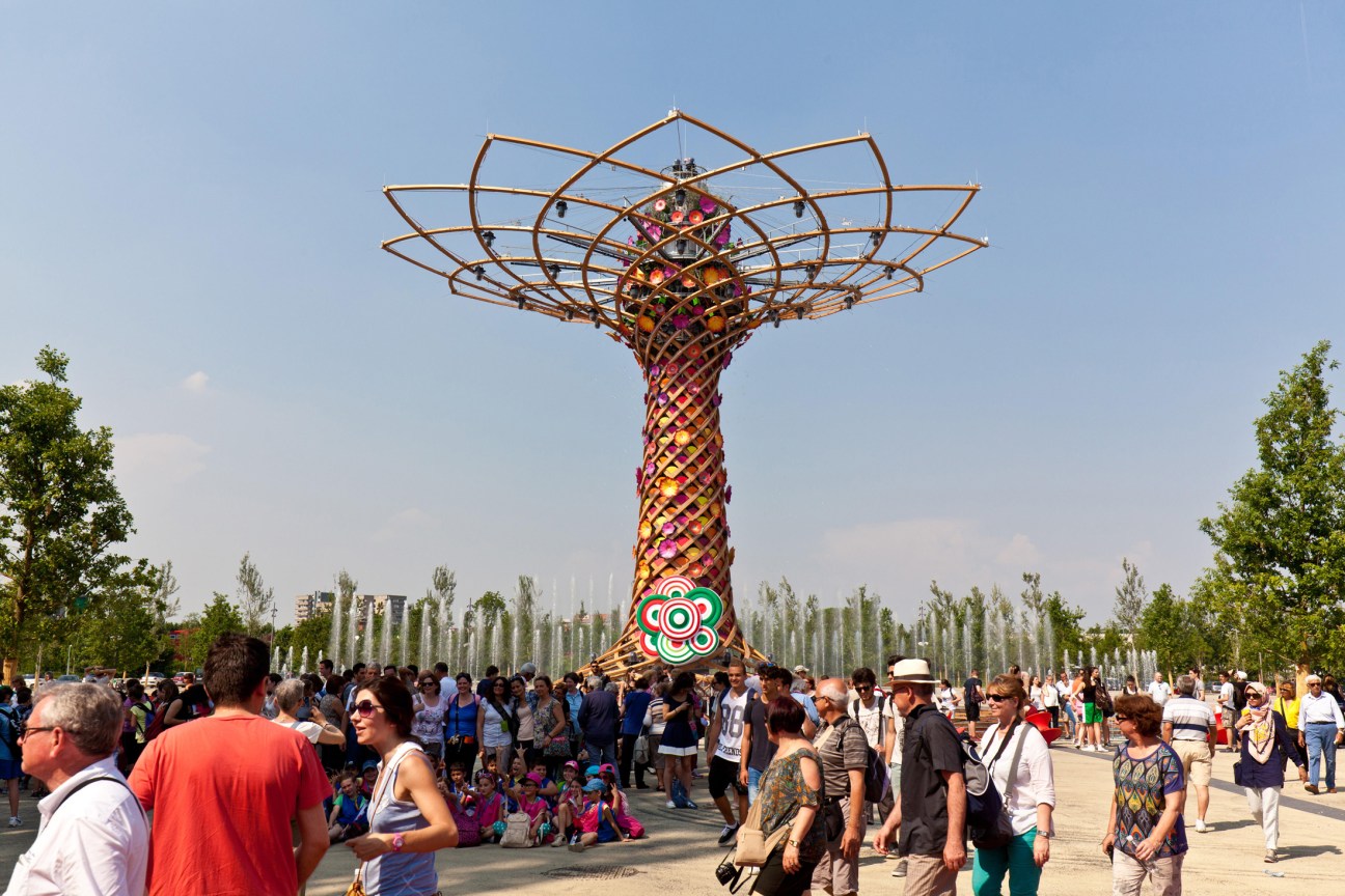 Milan Expo 2015 site during construction showing undeveloped area