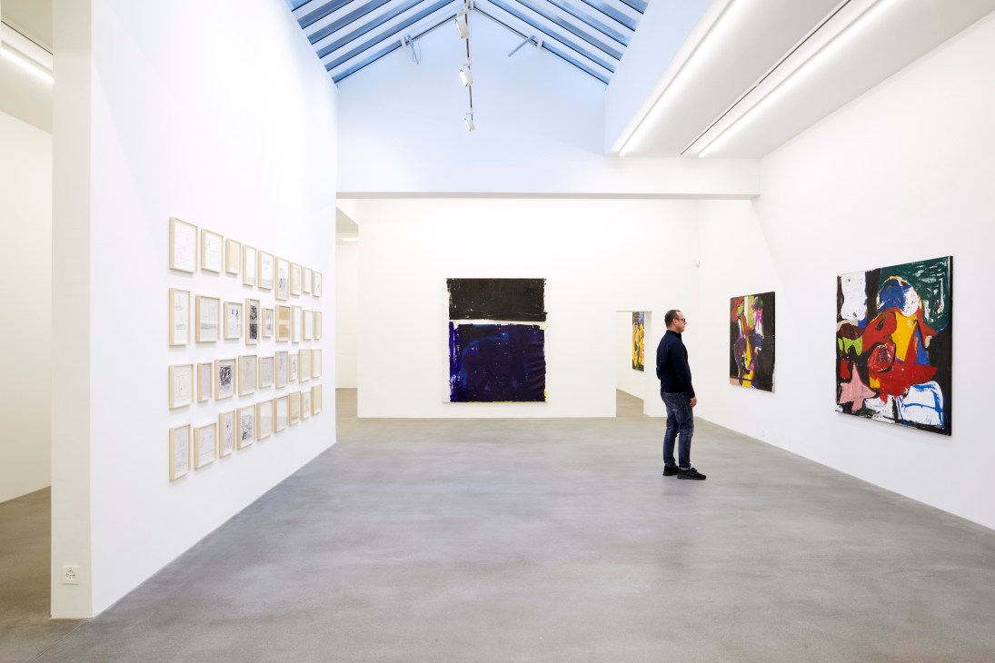 Joe Bradley artworks displayed on white gallery walls at Eva Presenhuber