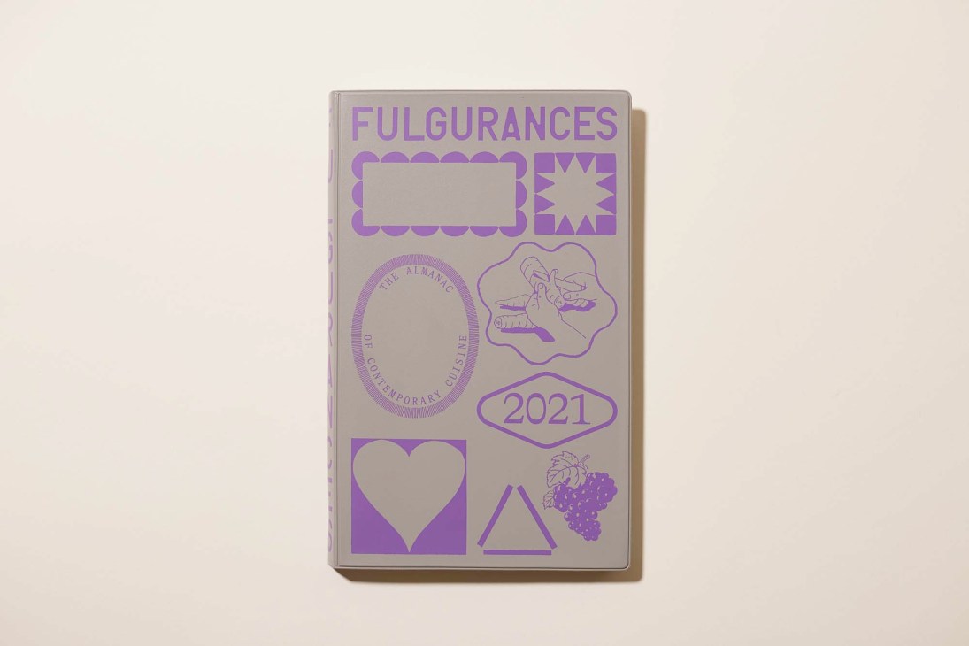 Fulgurances magazine 2021 cover with purple graphic design elements on gray background.