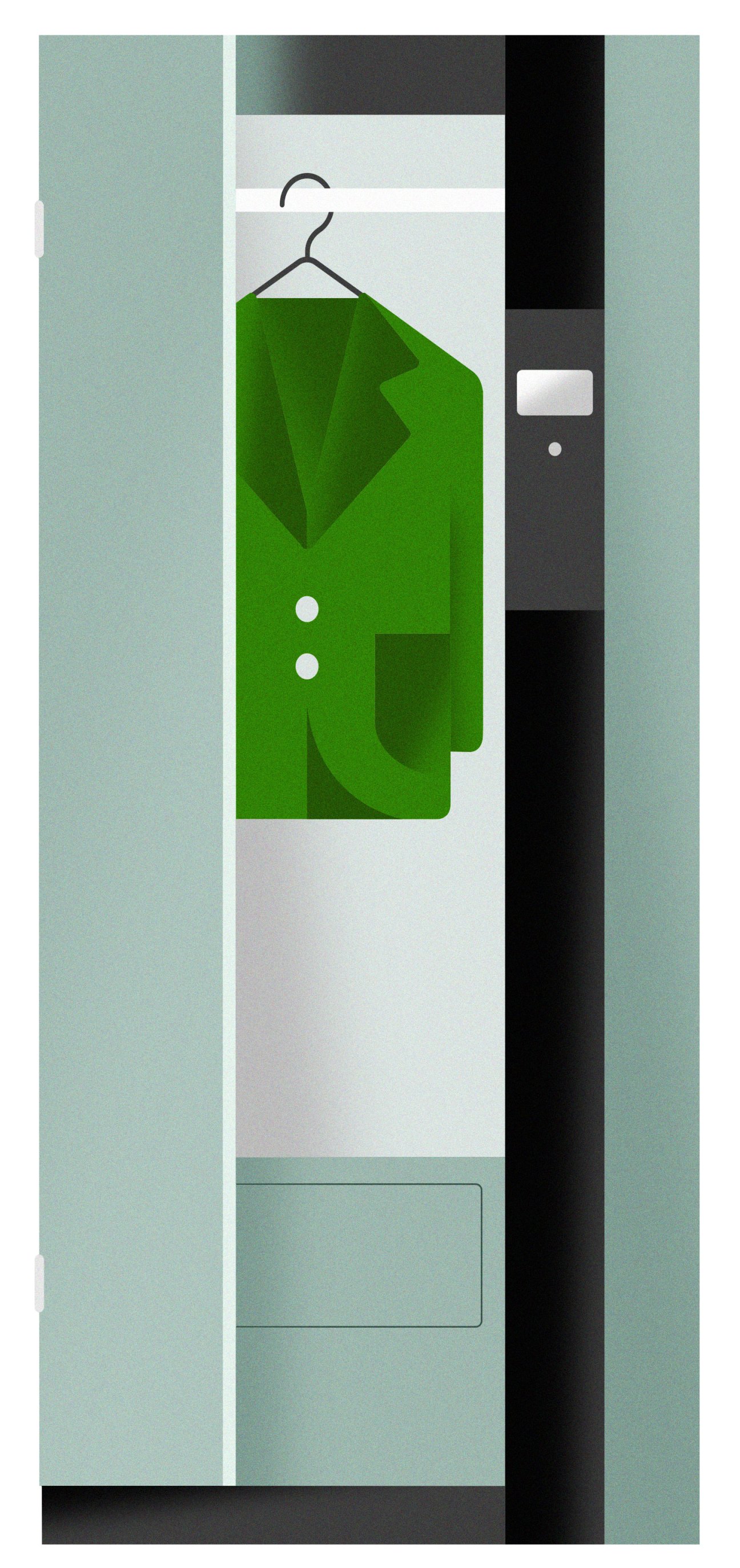 V-Zug RefreshButler clothing steamer with a green jacket hanging inside the device.
