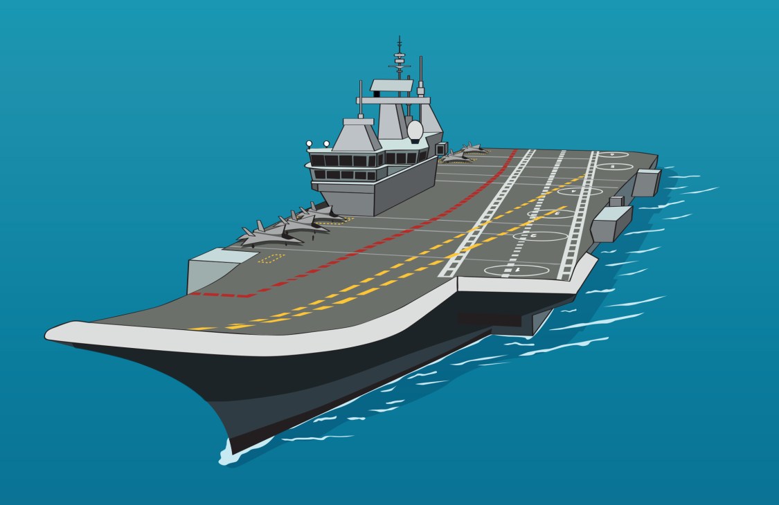 INS Vikrant aircraft carrier at sea representing India's naval capabilities