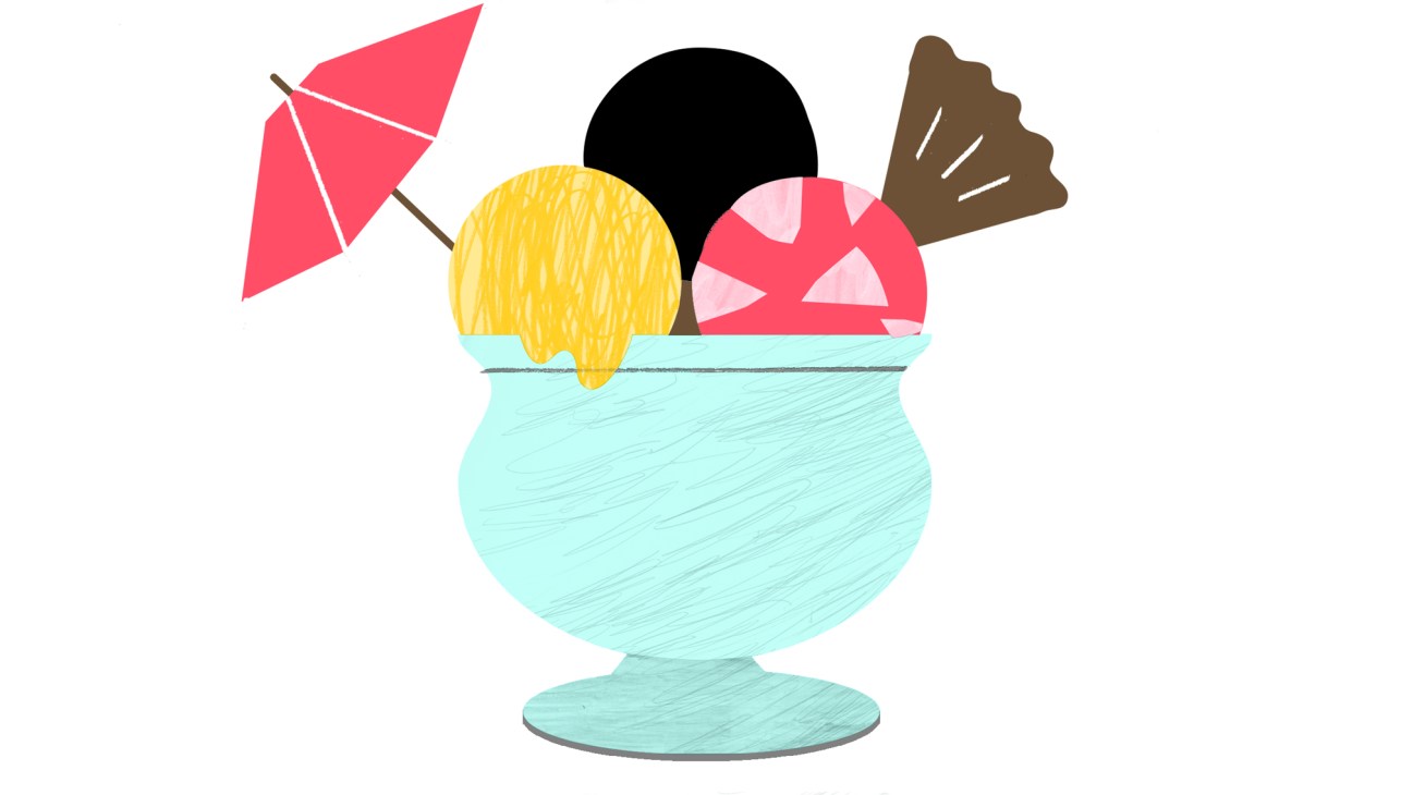 Scoops of artisanal gelato in different flavours