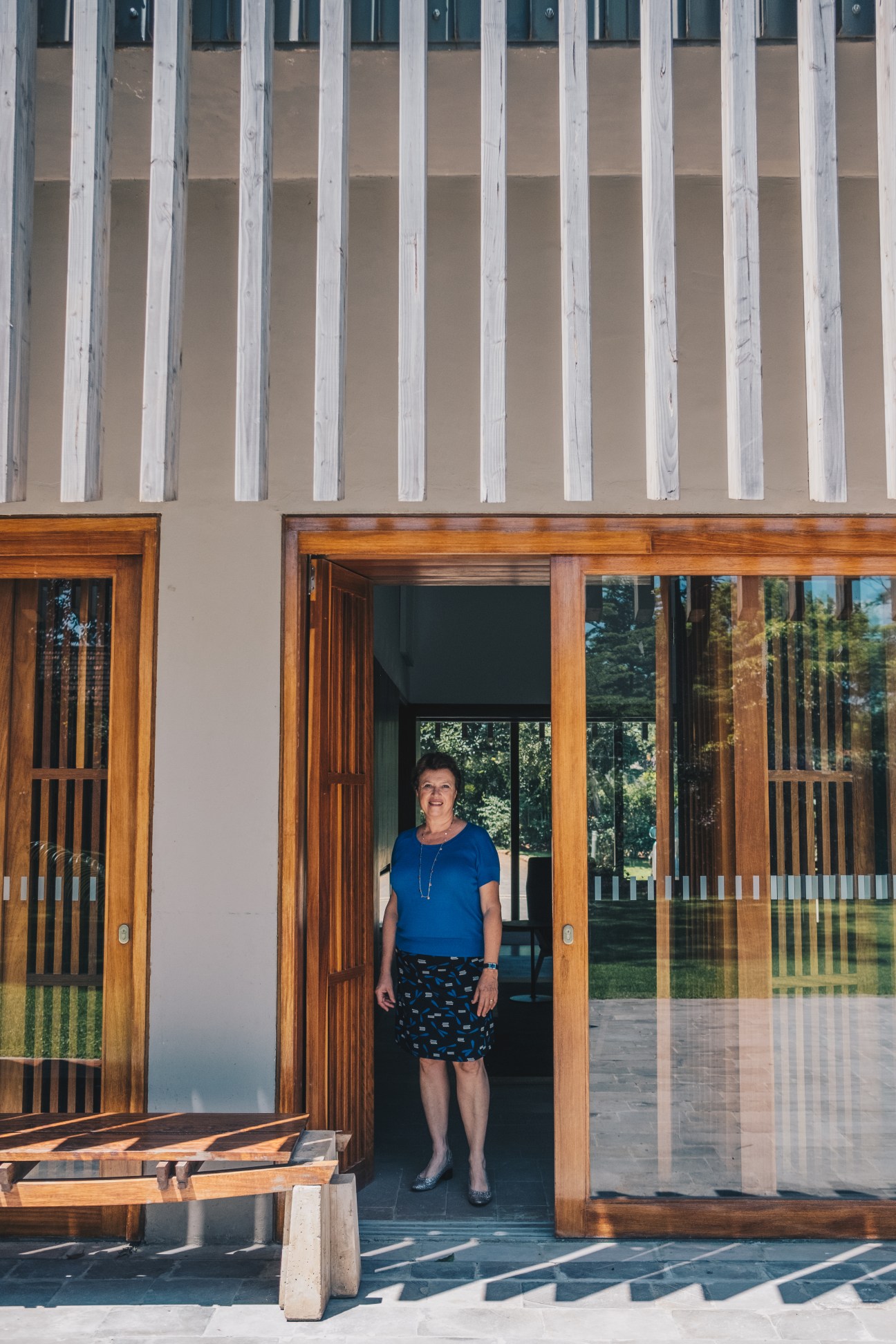 Ambassador Aline Kuster-Ménager standing in the doorway of the French embassy in Nairobi