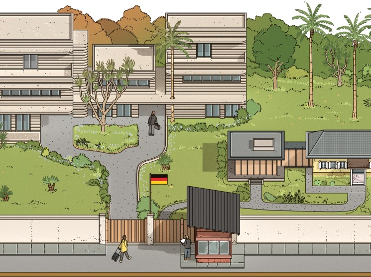 German embassy building in Addis Ababa with modern architecture and landscaped grounds