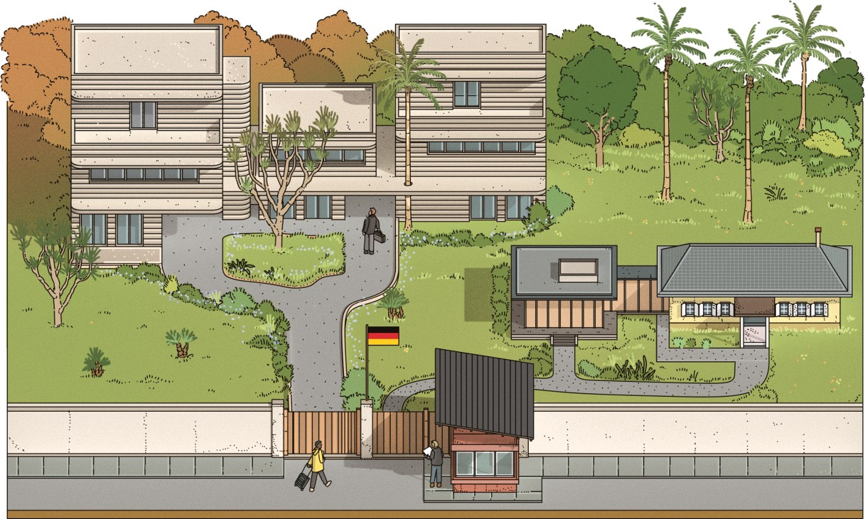 German embassy building in Addis Ababa with modern architecture and landscaped grounds