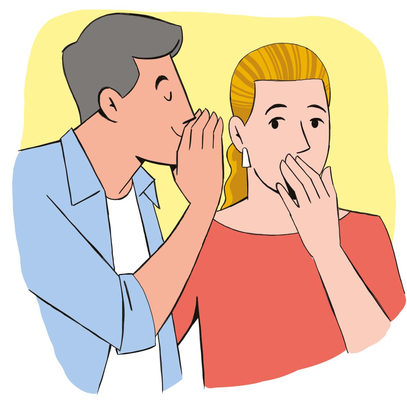 Read the room, man whispering in a woman's ear