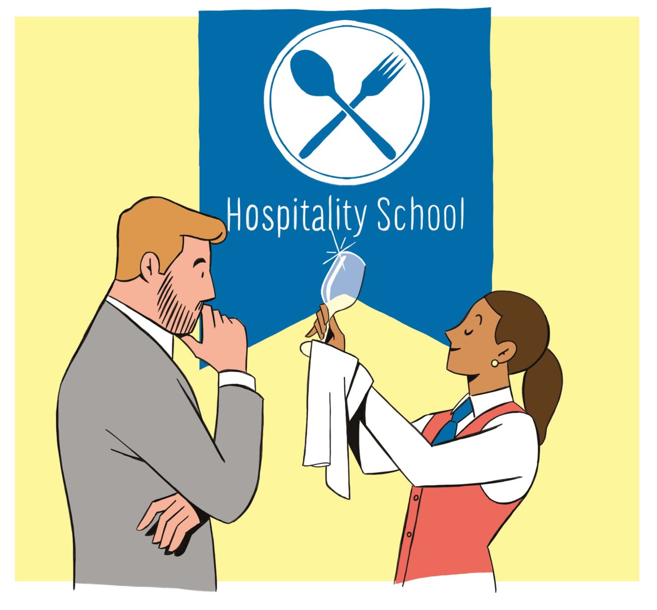 Get back to school, picture of a woman training at hospitality school