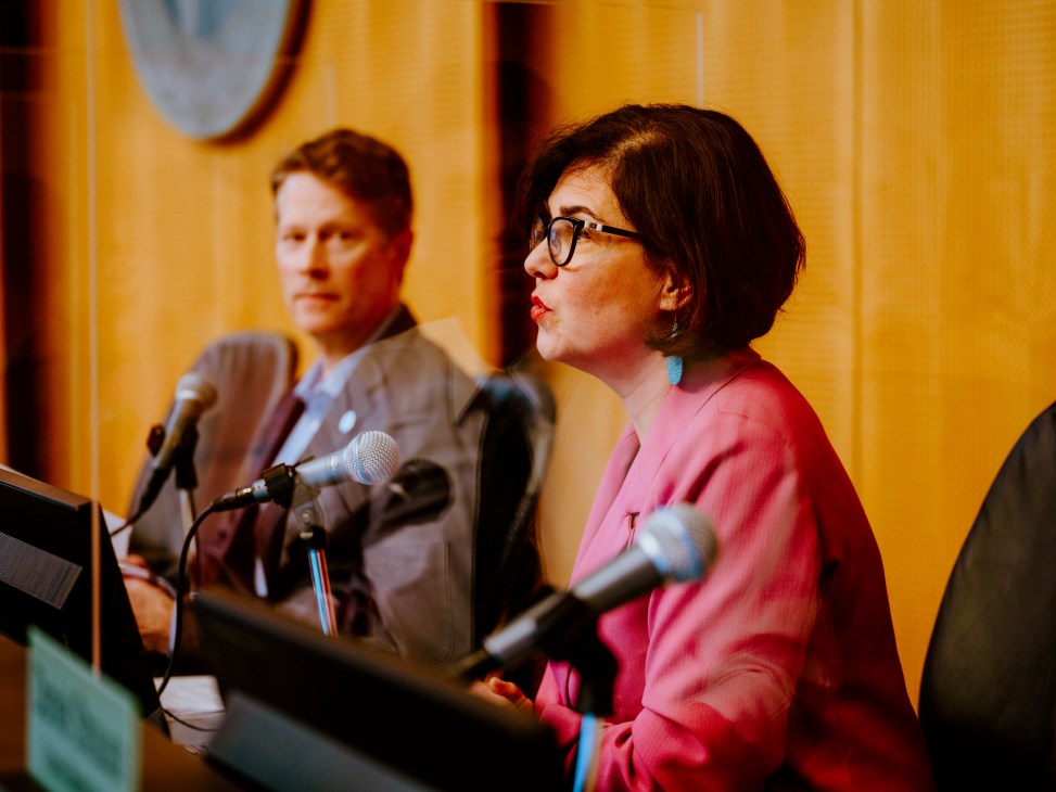 Tammy Morales speaking at microphone during Seattle City Council session