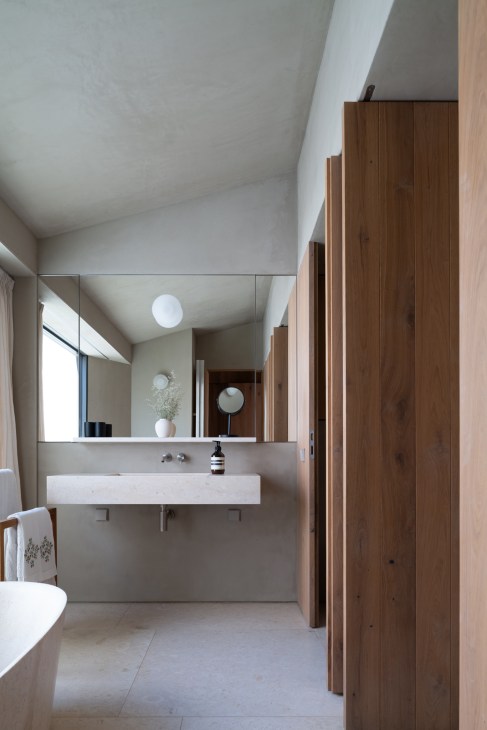 Minimalist bathroom with clean lines and natural materials