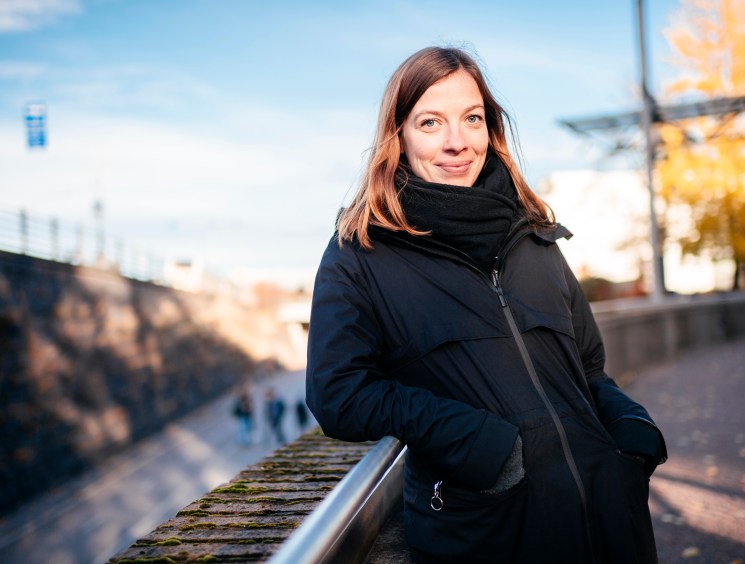 Li Andersson, Finnish education minister, outdoors in winter clothing