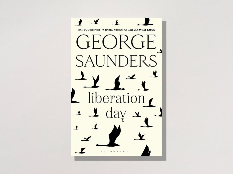 Book cover of Liberation Day by George Saunders with cream background and black bird silhouettes