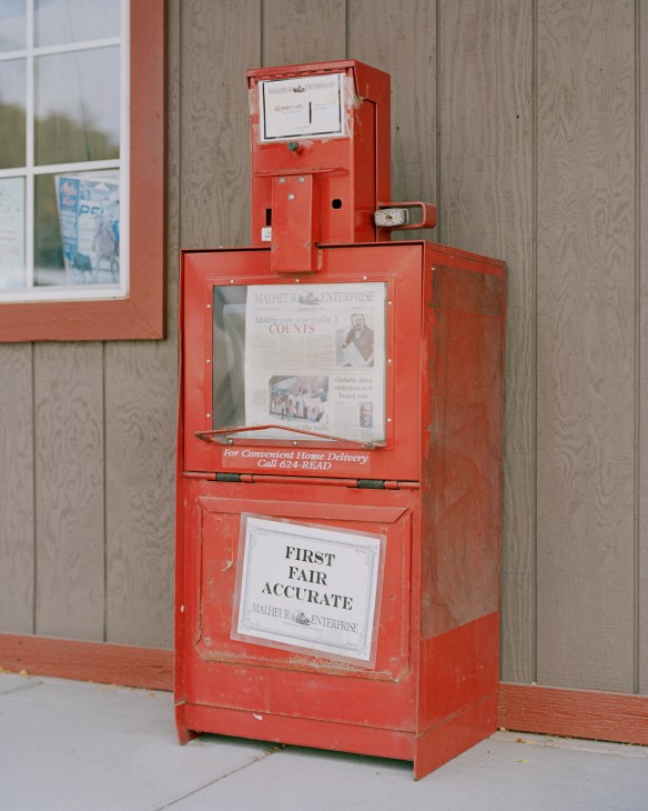 Old-style vending machine on a street in Vale, Oregon