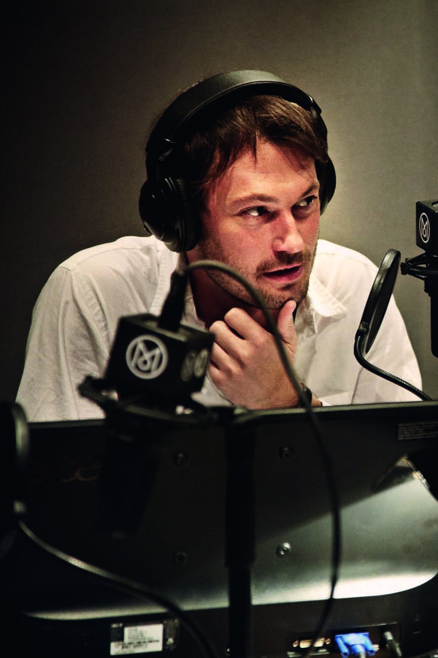 Robert Bound working in the radio studio