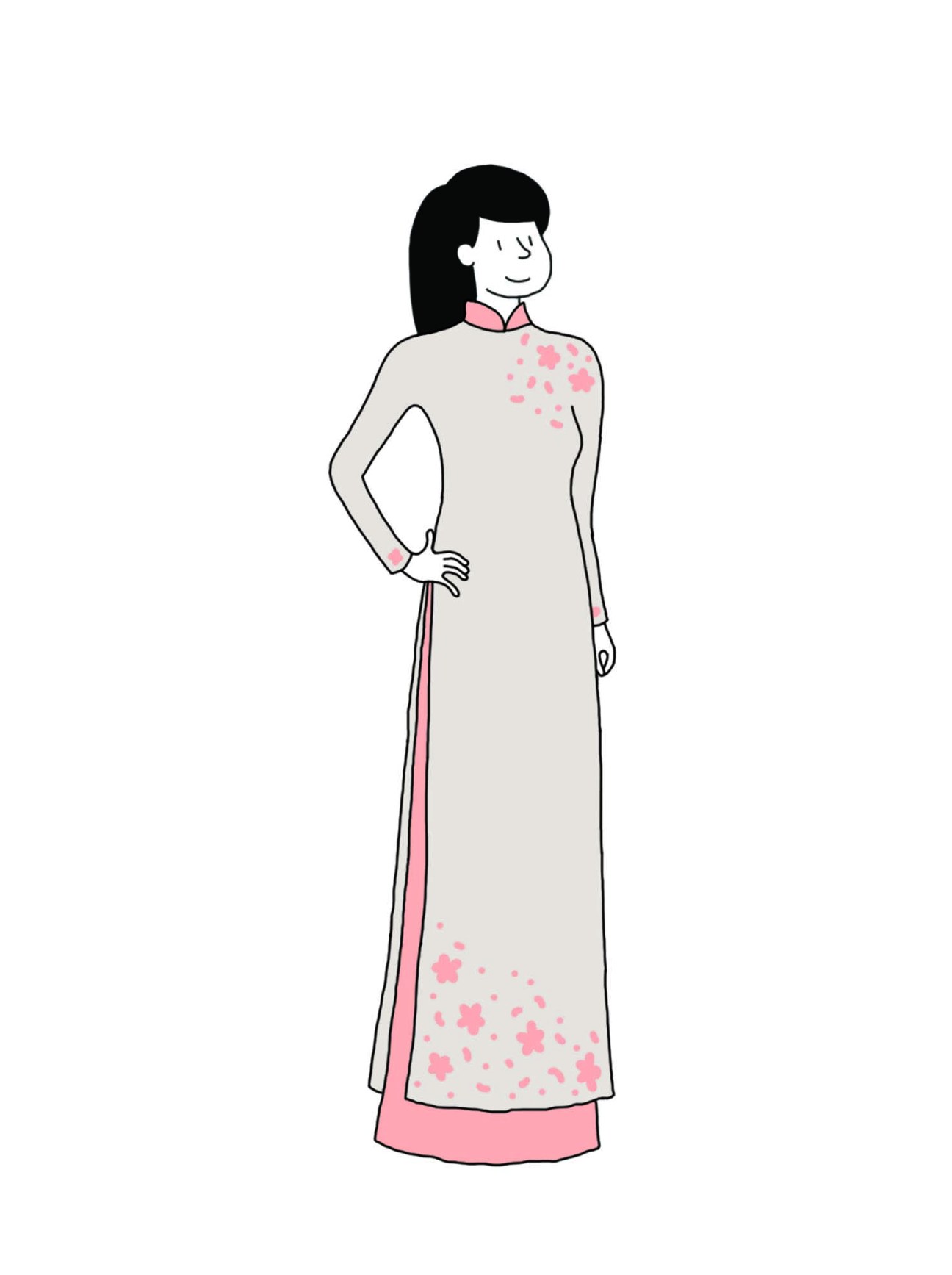 Woman wearing traditional Vietnamese ao dai dress in elegant pose