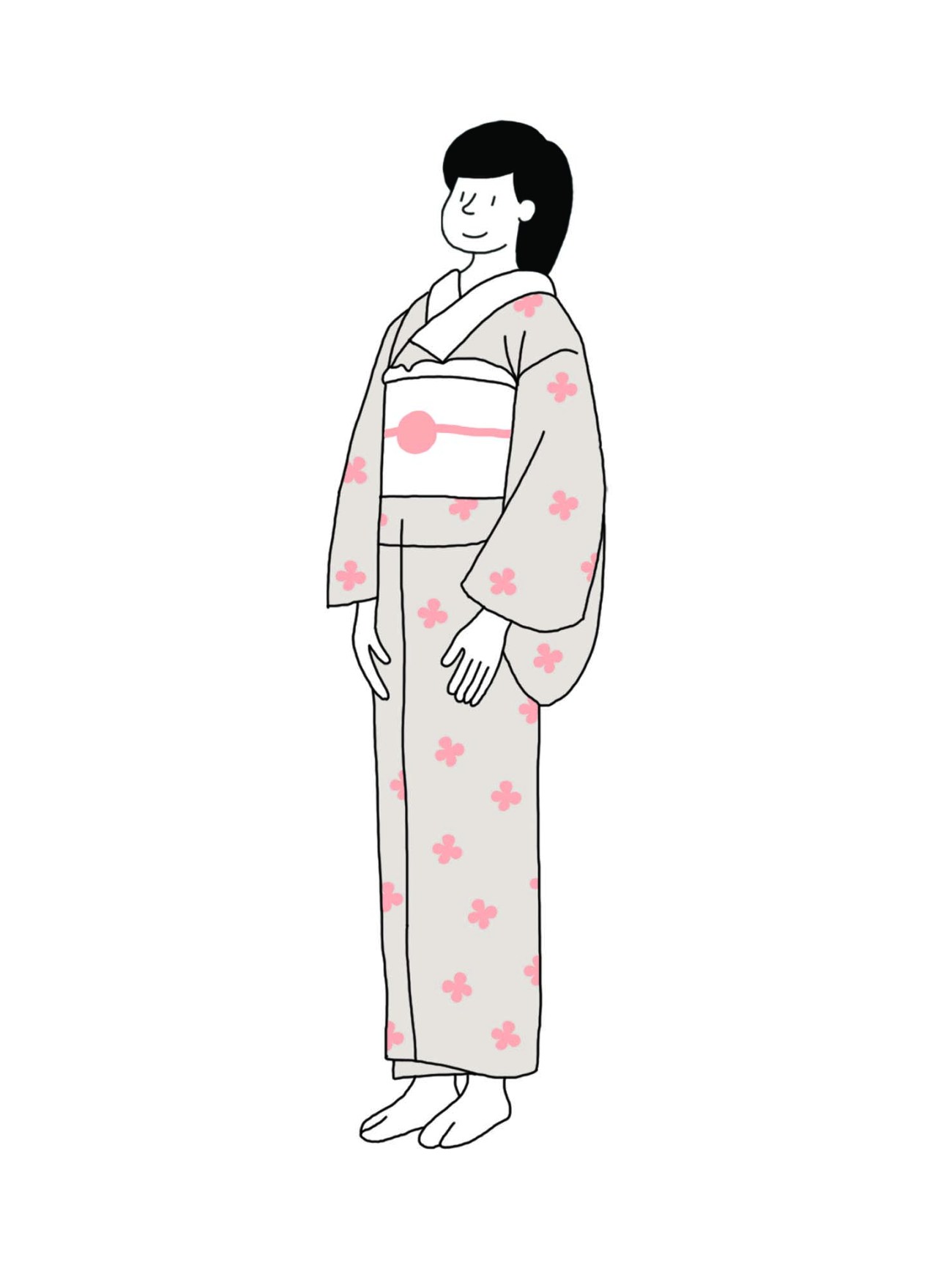 Woman wearing traditional Japanese kimono with floral pattern