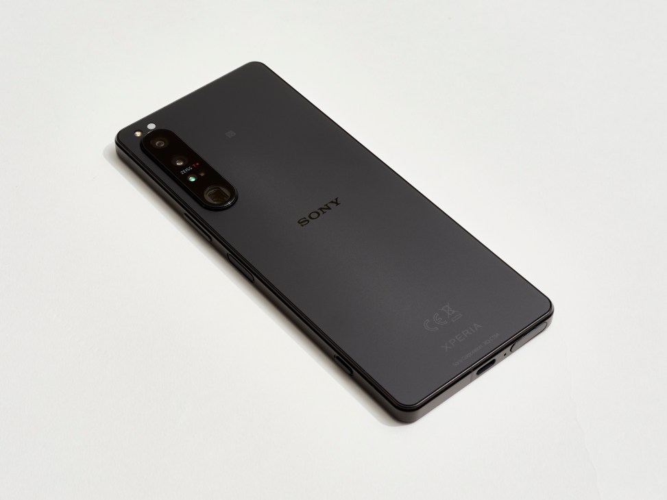Sony Xperia 1 IV smartphone in black showing rear camera system and Sony branding
