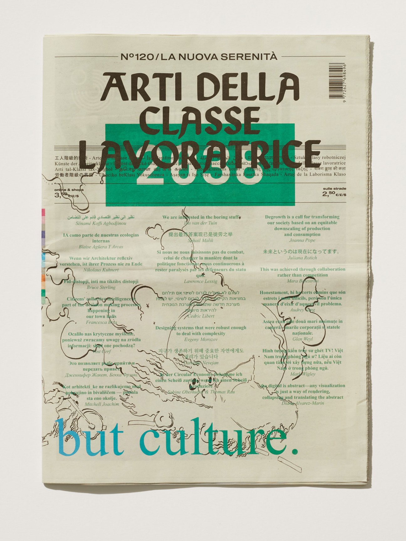 Arts of the Working Class magazine cover and spread showing multilingual text and contemporary design layout