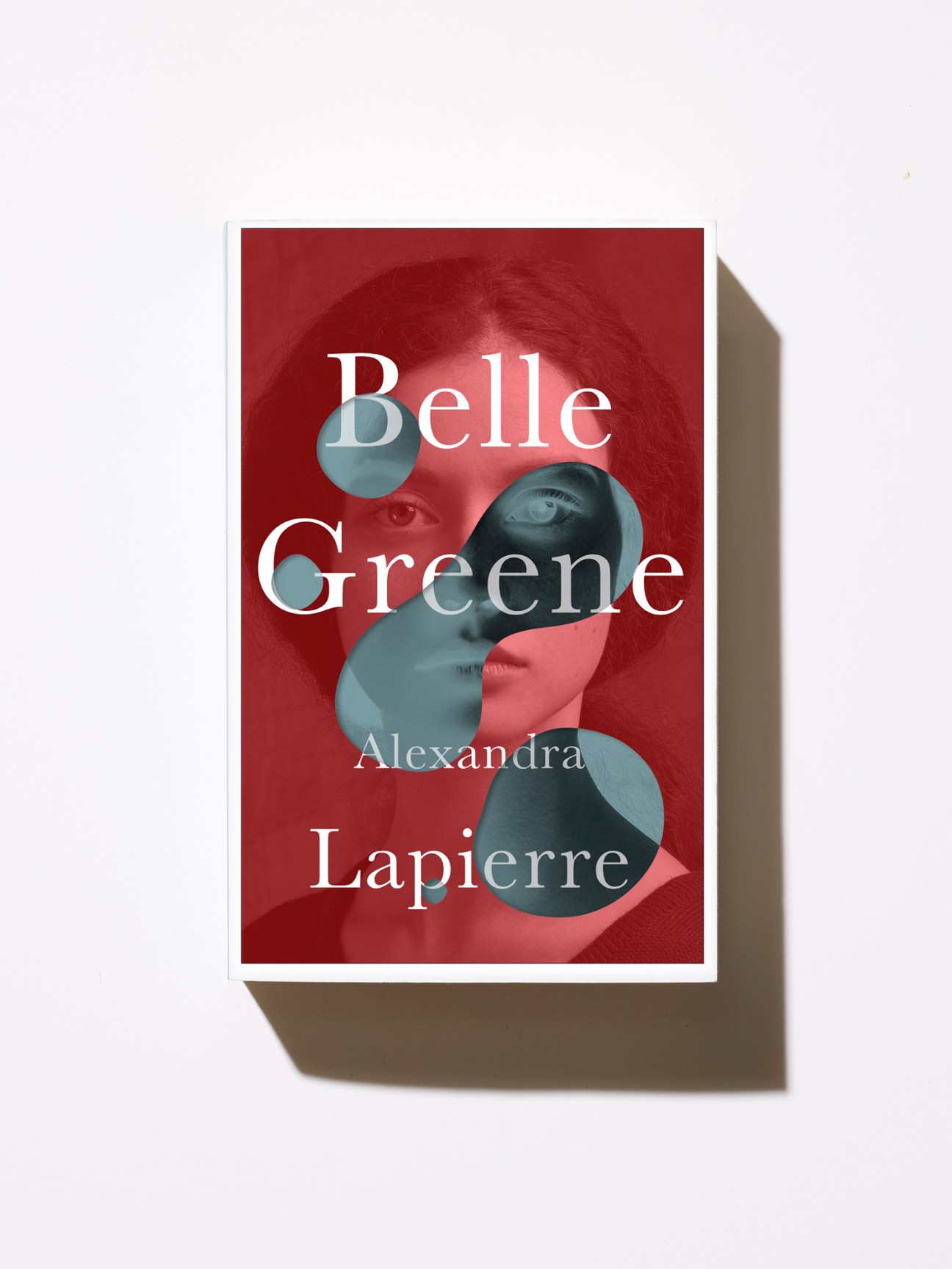 Book cover for Belle Greene by Alexandra Lapierre featuring red background with overlapping circular portraits