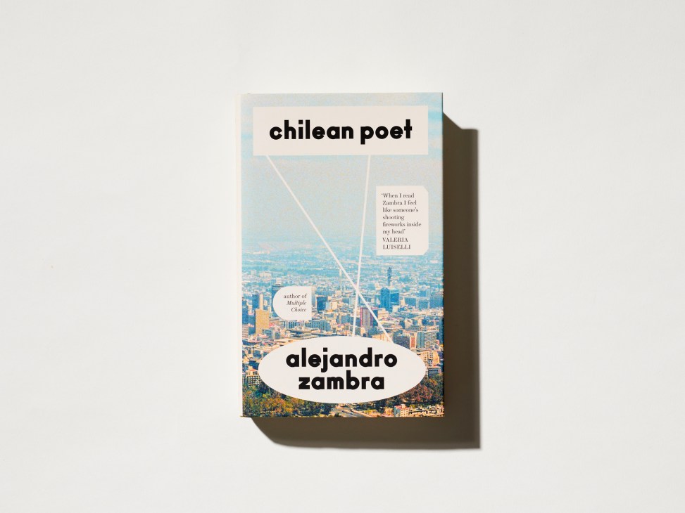 Book cover of Chilean Poet by Alejandro Zambra showing cityscape view