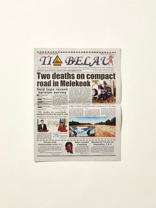 Front page or cover of Tia Belau newspaper from Pacific island nation of Palau