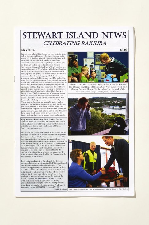 Front page or cover of Stewart Island News newsletter from New Zealand