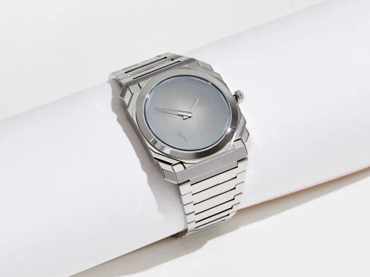 Titanium Octo Finissimo timepiece in grey by Bulgari designed by architect Kazuyo Sejima