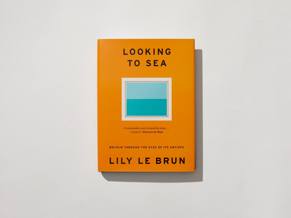 Looking to Sea by Lily Le Brun book cover with orange background and blue square illustration