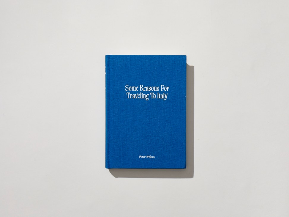 Blue book cover titled Some Reasons For Travelling To Italy by Peter Wilson